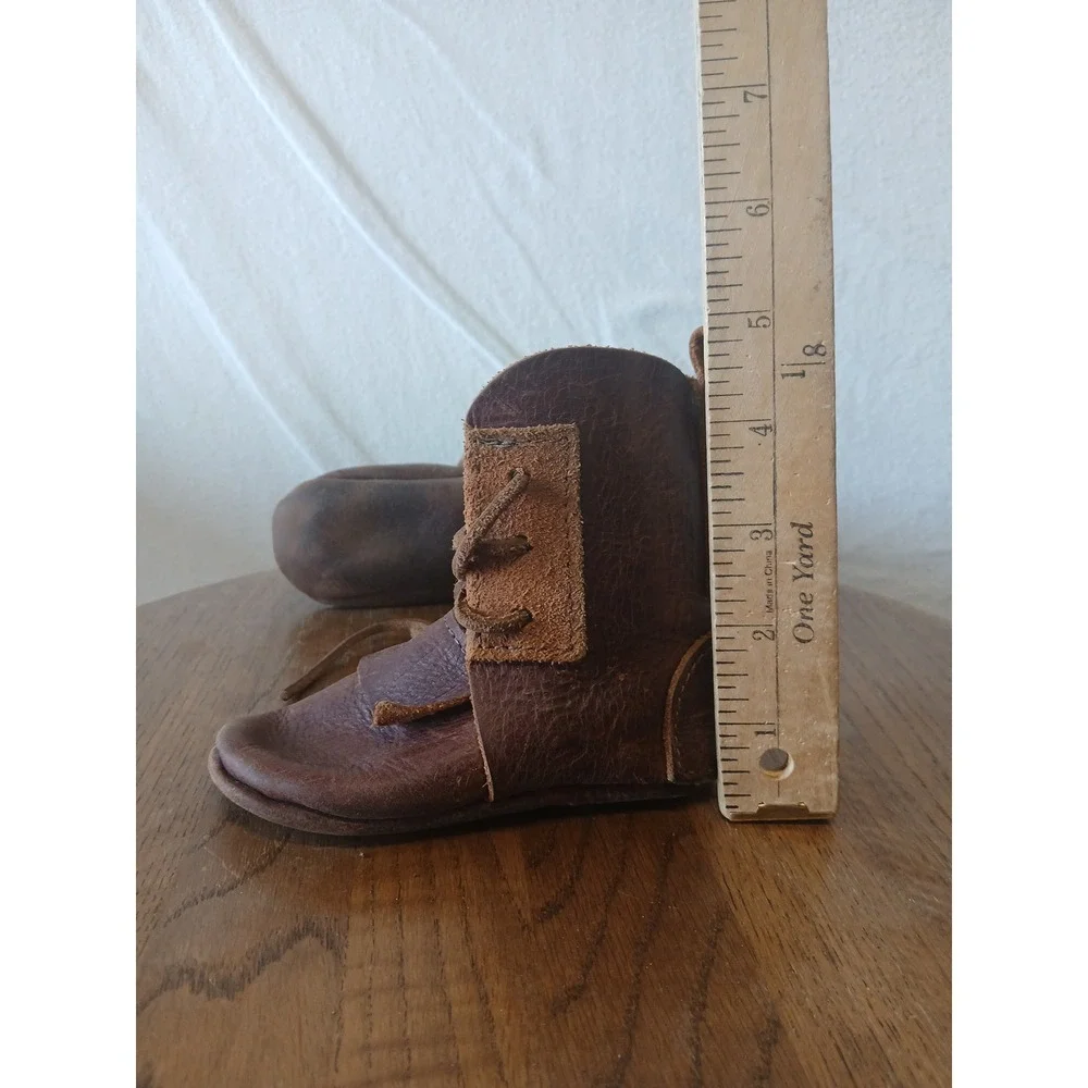 Baby 100% leather booties lagenlook Minimalist barefoot lace up boots shoes